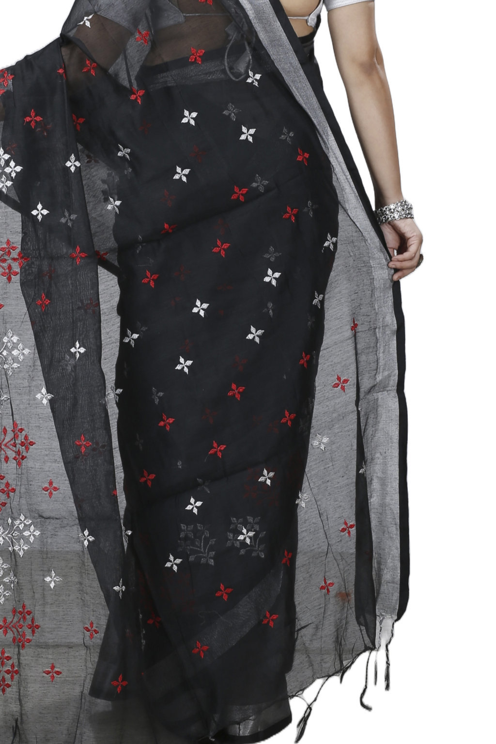 Black Blended Cotton Tamasi Hand Loom Saree (1209)